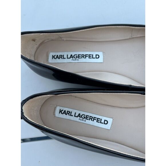 Karl Lagerfield Vadas Black Patent Leather Flats - Size 35.5- 5.5 Standard Width - Picture 4 of 8